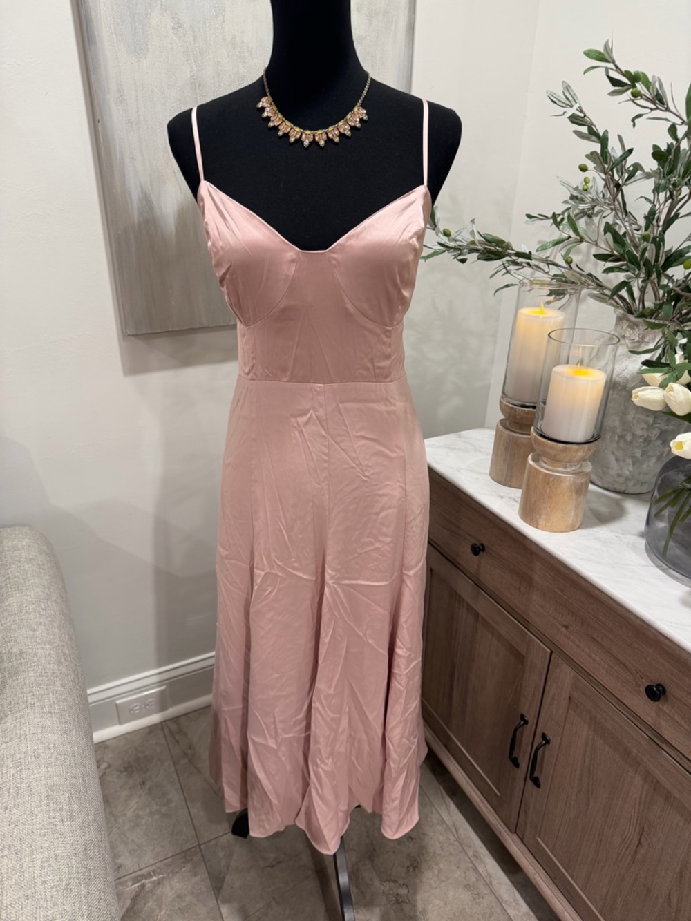 Express Dusty Rose Spaghetti Strap Midi Dress